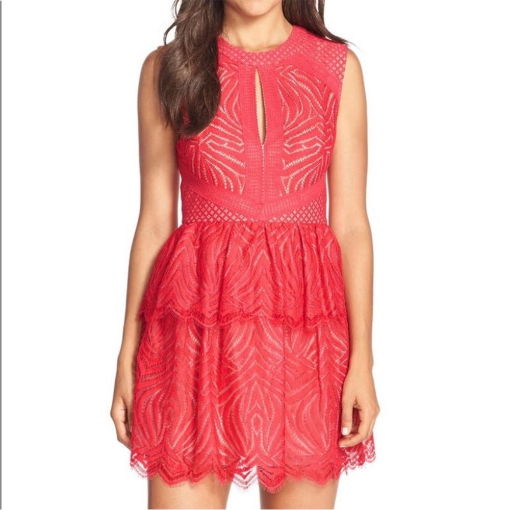 BCBGMaxAzria Red Lace Mini Dress